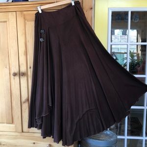 Brown cotton flowing skirt